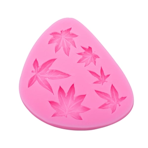 Pink silicone maple leaf mold for fondant cake decorating and DIY chocolate baking