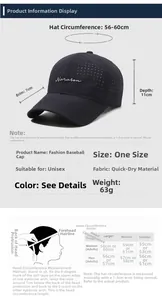 Guide des tailles détaillé pour casquette de baseball avec mesures et tour de tête