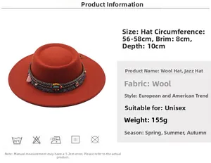 Detail of orange wool fedora hat with ethnic style beaded band and tassel accents