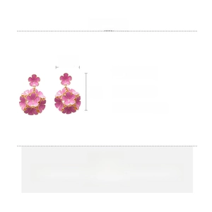 Détails de la boucle d'oreille fleur rose en alliage mesurant 4 cm de haut sur 2,5 cm