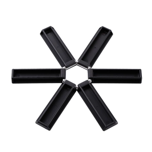Black foldable silicone heat insulation pad for dining tables with non-slip design