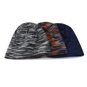 Thick knit beanies for men and women featuring warm fleece lining in three color patterns