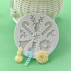Christmas Silicone Mold Reindeer Snowman Snowflake Shapes Fondant Cake Decorating DIY Baking Tool Resin Crafting Novelty