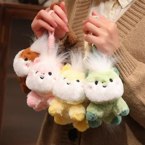 Soft Plush Pony Animal Keychain Fluffy Bag Pendant With Braided Rope Ornament Cute Charm Accessory For Girls