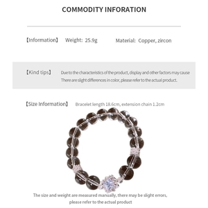 Detail view of flower crystal beaded bracelet made of copper and zircon materials