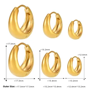 Tableau des tailles détaillé pour boucles d'oreilles créoles bombées plaquées or 18 carats