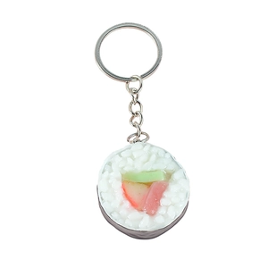Portachiavi sushi realistico in PVC con dettagli di salmone per decorazione borsa