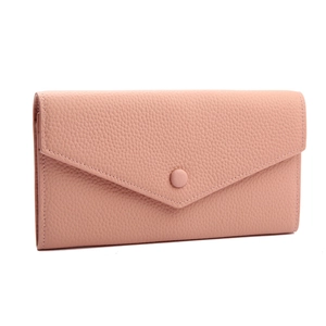 Elegante lange Damen Geldbörse aus rosa Leder mit Litschimaserung und Umschlagklappe