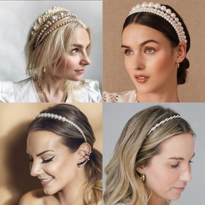 Elegante Haarreifen Mit Kunstperlen Für Damen Retro Wellenform Metall Haarbänder Hochzeit Party Haarschmuck Mode Styling
