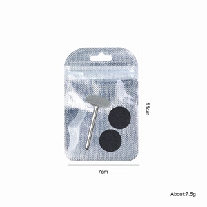 UFO disk nail drill bits set with metal mandrel and sanding disks in 11x7cm foil pouch