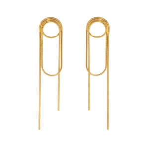 French style gold stainless steel snake chain tassel drop earrings for women