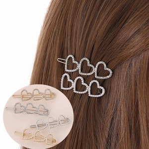 Barrette À Cheveux Cœur Élégante En Alliage Avec Strass Et Künstliche Perle Cœurs Connectés Évidés Accessoire Pour Femmes