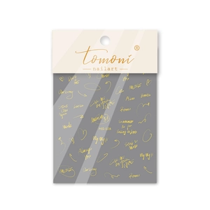 Minimalist MS-103 nail art stickers with gold calligraphy and heart graffiti designs