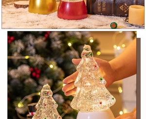 Glow crystal ball snow globe Christmas tree music box with festive light effects