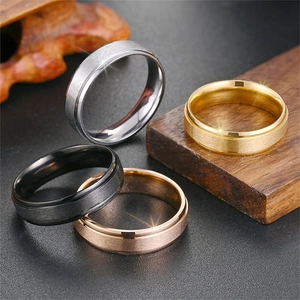 Minimalist 6mm matte titanium steel rings for couples in four distinct metallic colors