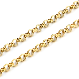 Chaîne forçat ronde en acier inoxydable 304 plaqué or pour la création de bijoux DIY de qualité.