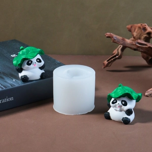 Set de moldes de silicona de panda 3D para velas y resina con figuras detalladas