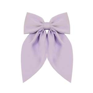 Elegant large lavender satin bow hair clip with ribbons for women daily hair accessory