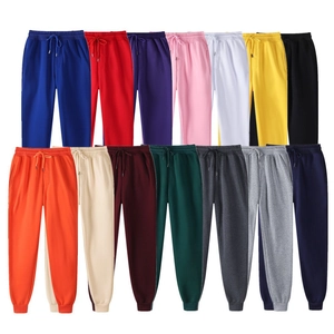 Men Joggers Sweatpants Fleece Lined Polyester Solid Color Drawstring Elastic Waist Casual Athletic Running Bottoms