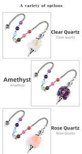 Detailed view of hexagram crystal pendants with Cho Ku Rei symbols and chakra beads