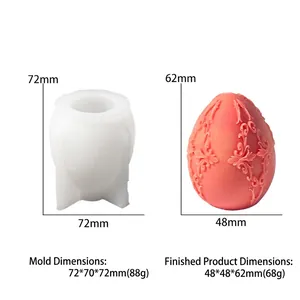 Silicone mold and finished floral egg sculpture showing intricate European pattern detail