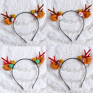 Christmas reindeer antler headbands set featuring Santa, snowman, and tree decorations
