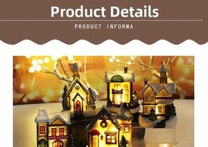 Detailed view of miniature Christmas village house models with warm glowing LED lights
