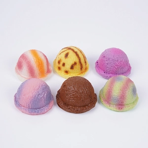 Lot de 6 boules de glace réalistes en PU à rebond lent aux couleurs et textures variées