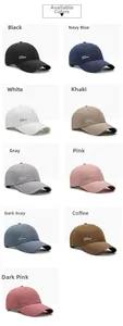 Grid layout showing nine colors of breathable mesh baseball caps with side perforations