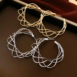 Orecchini A Cerchio Intrecciati Geometrici Rame Con Perno In Argento Stile Di Nicchia Minimalista Gioielli Eleganti Da Donna