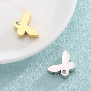 Fashionable titanium steel butterfly pendants with rhinestones in gold and silver colors