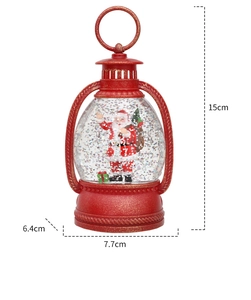 Detailed dimensions of the red Christmas water lantern featuring Santa and a tree