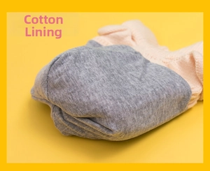 Detailed view of the warm cotton padded lining and soft knit fabric of the baby hat set