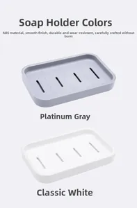 Dual-layer drainage soap holder in grey and white ABS plastic with sleek drainage slots