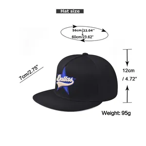 Tableau des tailles pour casquette snapback Dallas brodée avec mesures et poids exacts