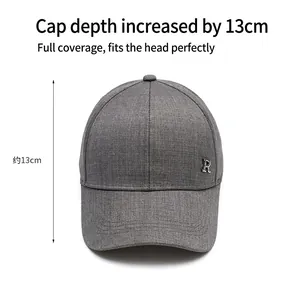Men's deep-profile baseball cap in dark grey with metal R logo for autumn and winter outdoor wear