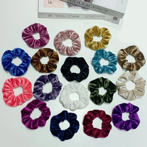 Chouchous En Velours Doux Élastiques Couleur Unie Pour Femmes Filles Porte-Queue De Cheval Accessoires De Cheveux Élégants