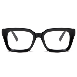 Classic oversized square black frame glasses for men and women with polished finish