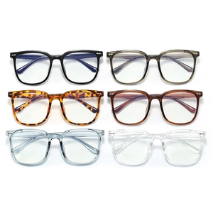 Oversized square anti-blue light glasses frames in six assorted colors including black and grey