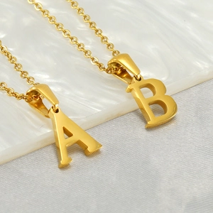 Collier Pendentif Lettre Initiale Acier Inoxydable 304 Plaqué Or 18K Bijoux De Mode Minimalistes Pour Femmes