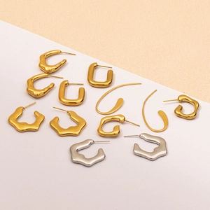 Detailed collection of 18K gold and silver plated stainless steel chunky earrings