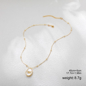 Detail showing golden butterfly pendant necklace with weight and length measurements info