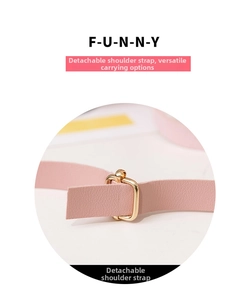 Pink leather shoulder strap with golden adjustable buckle and detachable metal clasp