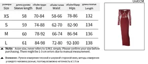 Detailed size guide table for long sleeve lace dress including bust and waist measurements