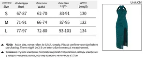 Size chart for backless textured halter dress with bodycon fit and side slit detail