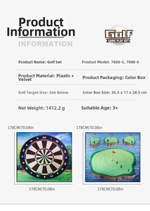 Especificaciones detalladas del tamaño del tapete de golf interior de 178 cm x 178 cm