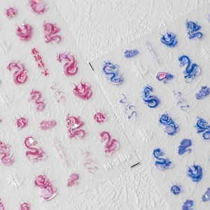 5D Relief Nail Art Stickers Chinese Dragon Year Auspicious Clouds Holographic Laser Bronzing Self Adhesive DIY Manicure