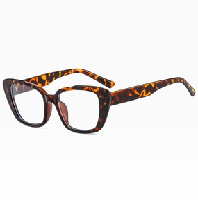 Detailed macro view of retro tortoiseshell patterned square eyeglass frames