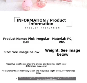 Détail de la décoration de Noël rose en PC avec paillettes et spécifications techniques