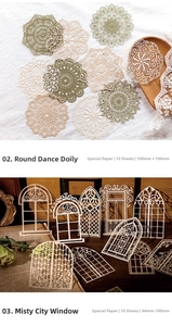 Detailed lace pattern and vintage window hollow paper for scrapbooking decoration